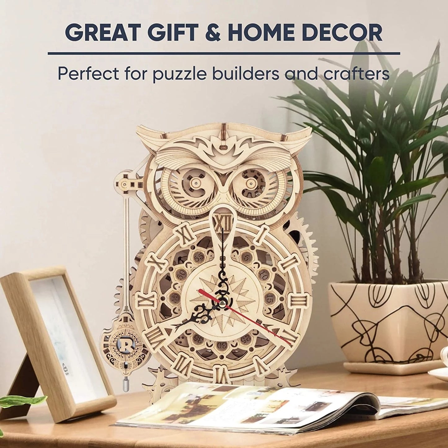 3D Owl Wooden Clock DIY Kit
