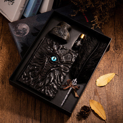 Retro magic embossed notebook – dark kraft edition