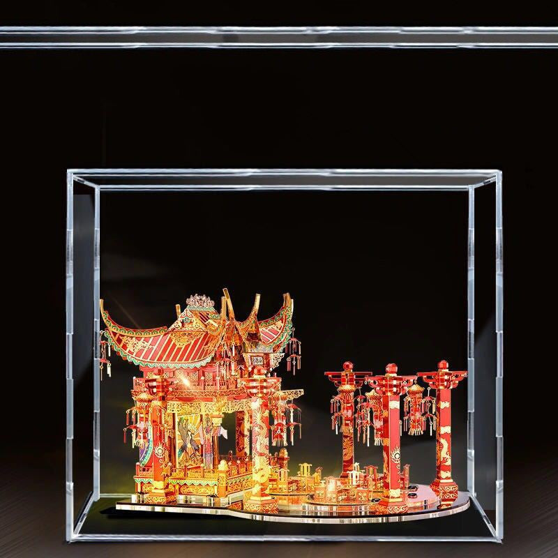 Puzzle 3D Metálico de Teatro Chino Haitang - Modelo Coleccionable con Detalles en Rojo