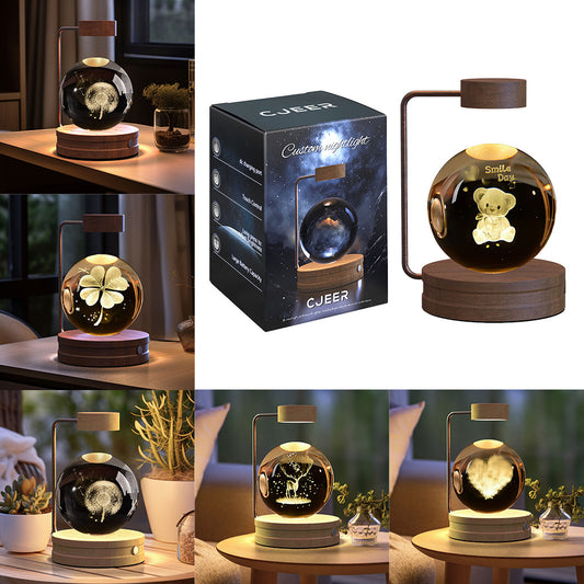 Crystal Ball Night Light – Multiple Designs | Warm Light w/ USB Rechargeable