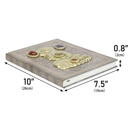 Magic Notebook with Buddha Pattern – Inlaid Natural Crystal Gem