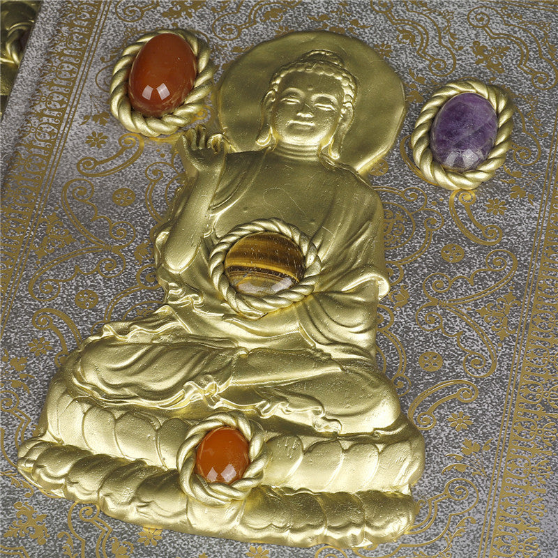 Magic Notebook with Buddha Pattern – Inlaid Natural Crystal Gem