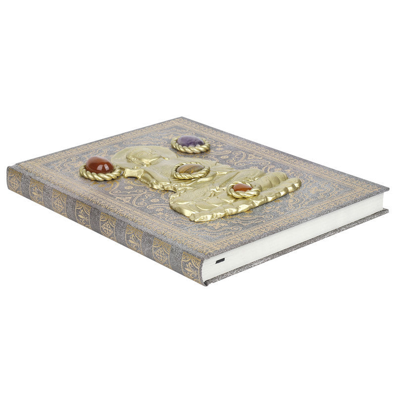 Magic Notebook with Buddha Pattern – Inlaid Natural Crystal Gem