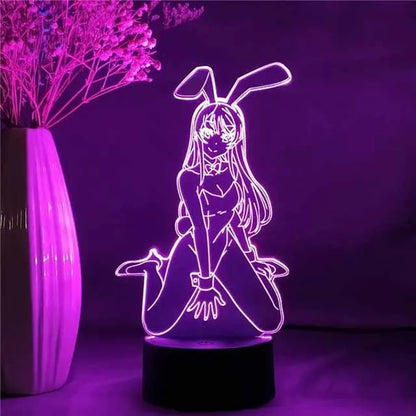 3D Illusion LED Nightlight – Bunny Girl, Senpai Mai & Sakurajima