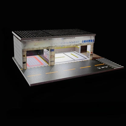 1:64 Diorama – Auto Repair Shop + Used Car Dealership with LED Lights
