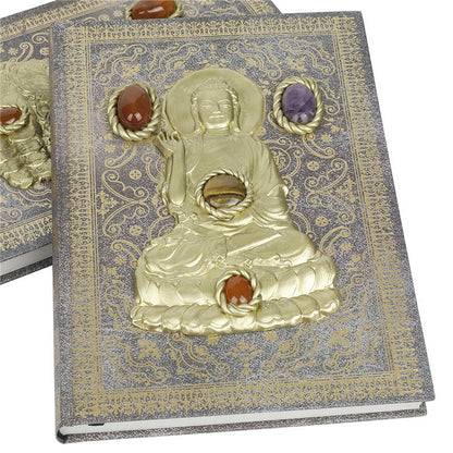 Magic Notebook with Buddha Pattern – Inlaid Natural Crystal Gem