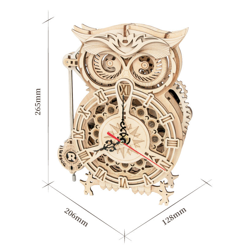 3D Owl Wooden Clock DIY Kit