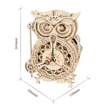 3D Owl Wooden Clock DIY Kit
