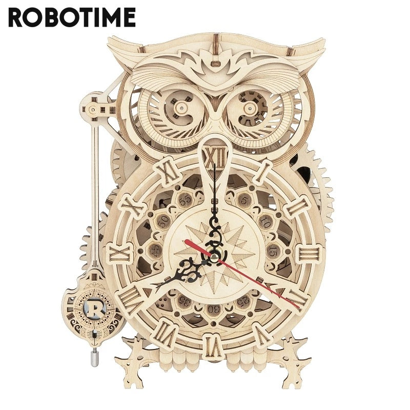 3D Owl Wooden Clock DIY Kit