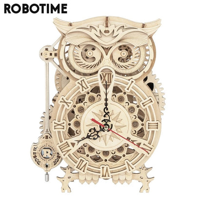 3D Owl Wooden Clock DIY Kit