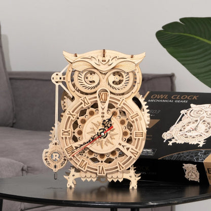 3D Owl Wooden Clock DIY Kit