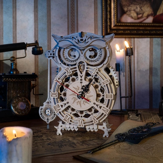 3D Owl Wooden Clock DIY Kit